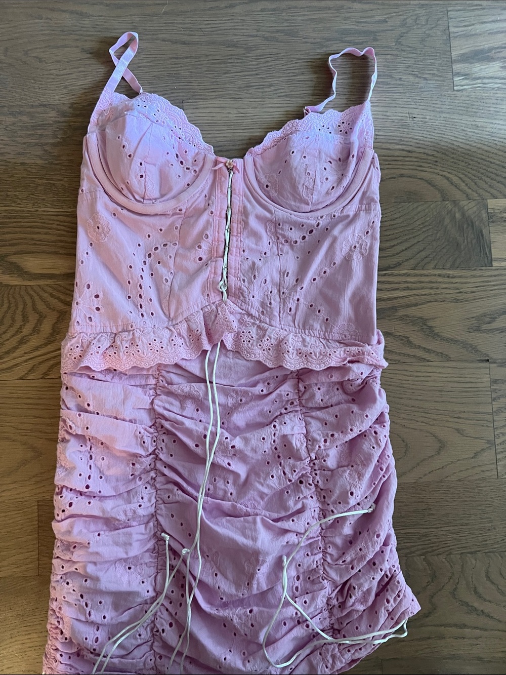 Pink Eyelet Bustier Slip Dress